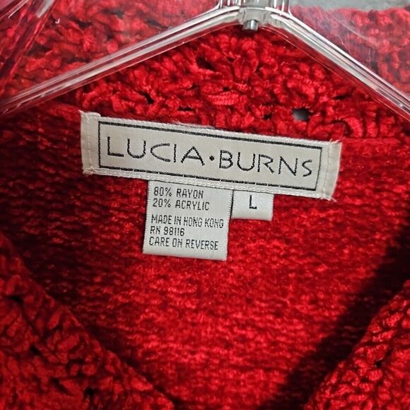 Lucia Burns Vintage Women's Sz Lg Sweater Cardigan Chenille Rayon blend Hong Kon - Picture 2 of 10
